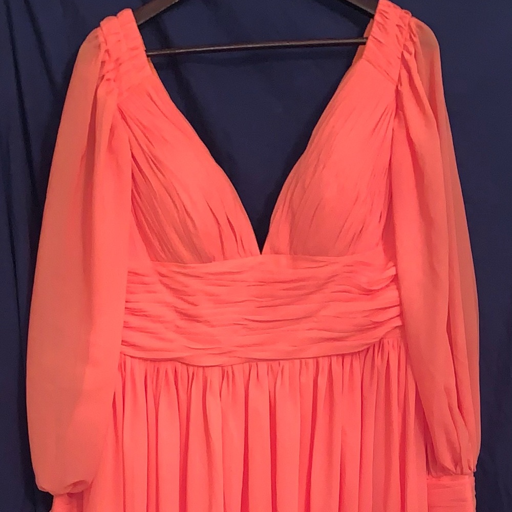 Orange chiffon Maxi dress; size 14